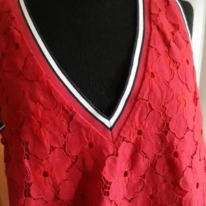 Elegant Red Floral Lace Dress